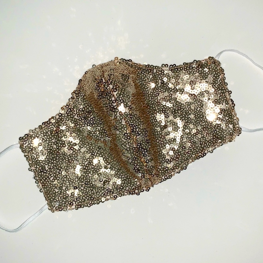 Gold Sequins Handmade Face Mask